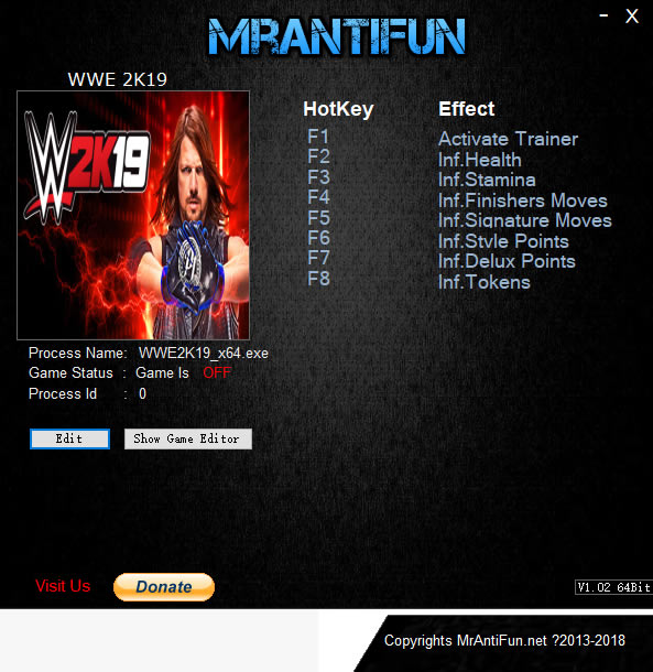 WWE2K19�޸���_WWE2K19�����޸��� v2018.10.07 MrAntiFun��-���ĵ���